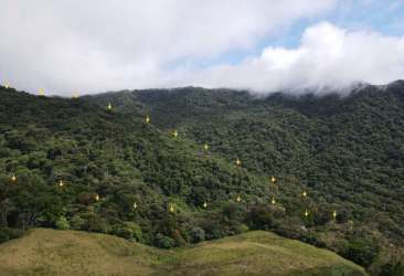 Panoramic aerial mountain view with dense forest ideal for eco-tourism development Panama
