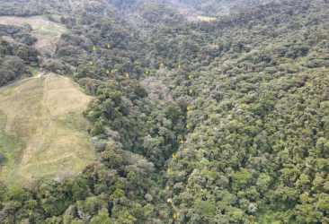 Wide aerial landscape showing forested mountains ideal for eco-development Panama