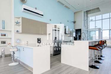 Gourmet kitchen with breakfast island, granite counters, stainless appliances, ocean views Bahía Gorgona Panama