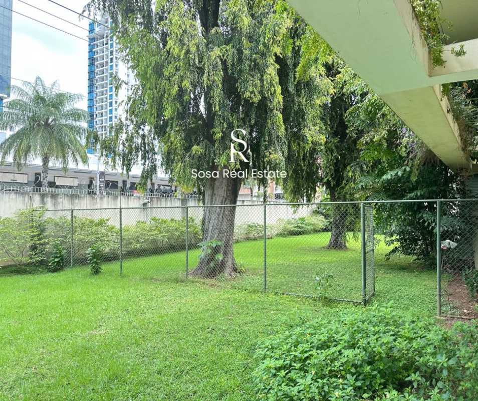 Large garden and flat land with mature trees perfect for redevelopment in Obarrio Panama City