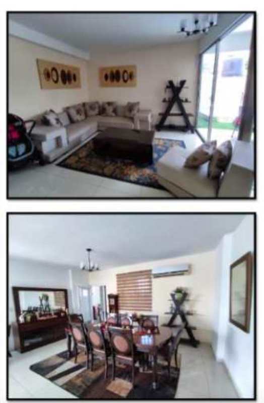 Family TV room with stone mural and adjacent study area in luxury house El Doral Panama