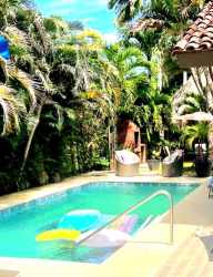 Lush tropical landscaping at entrance of Buenaventura luxury beachfront villa