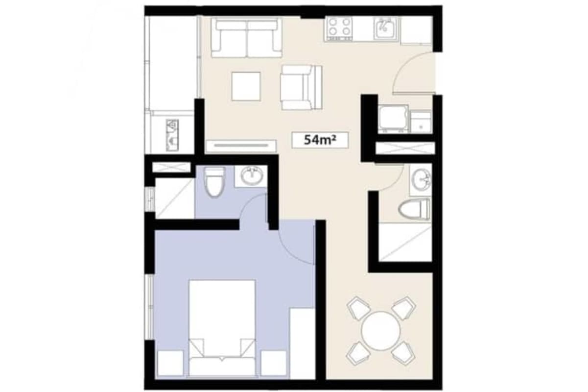 Outdoor gym and relaxation area on rooftop PH Bella Vista with mountain city view Panama