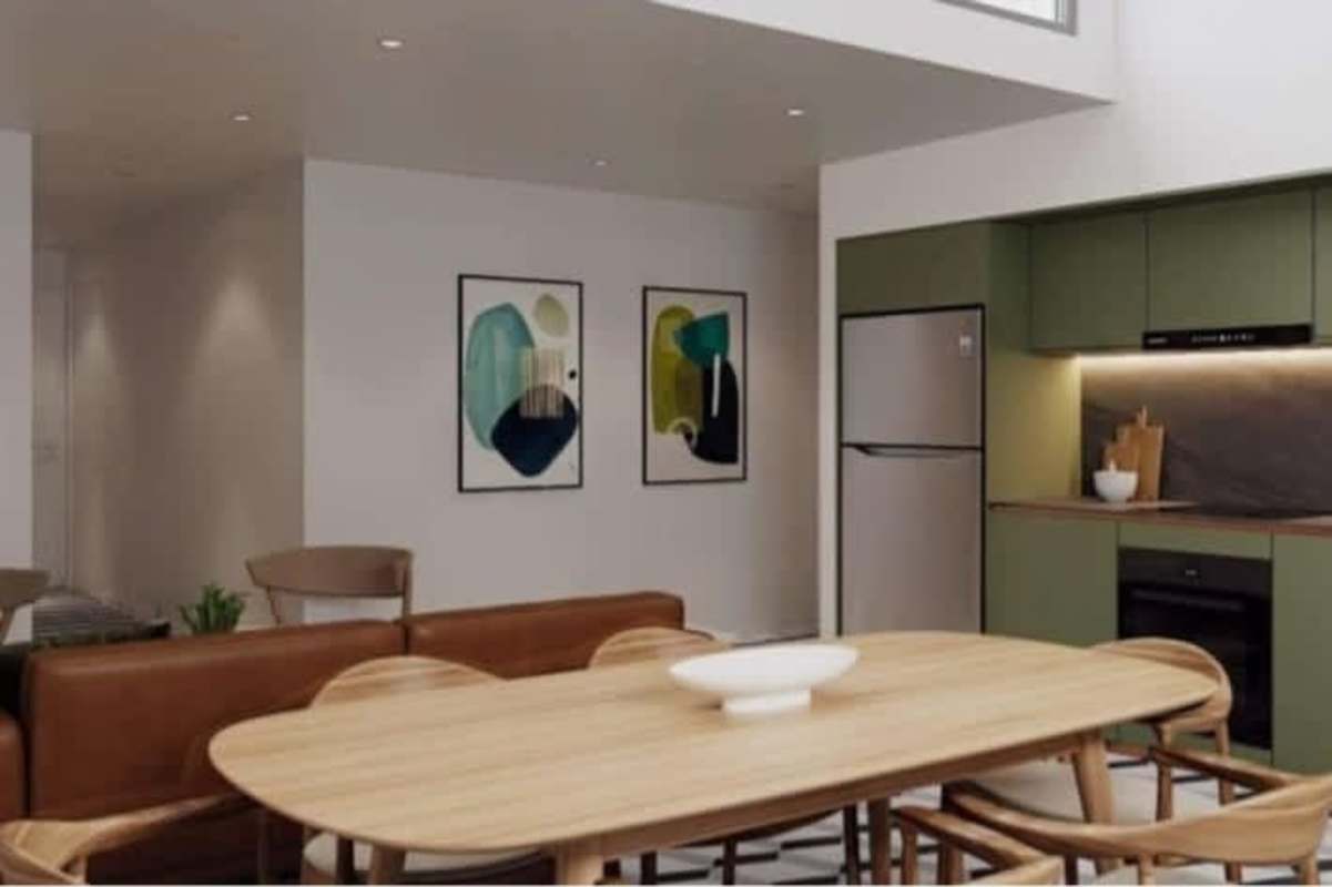 Open concept living dining with colonial tiles in luxury apartment Casco Viejo