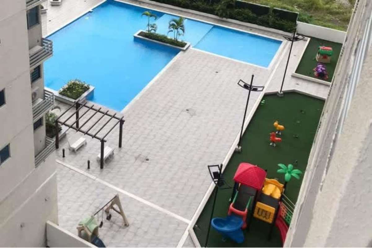 Aerial view of swimming pool children's playground in PH ILO Panama City