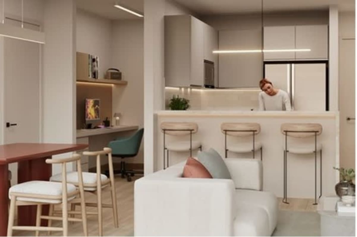 Floor plan of 3-bedroom 3-bathroom apartment with balcony and service room Panama City