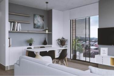 Modern kitchen quartz counter subway tiles Casco Viejo 1BR apartment for sale