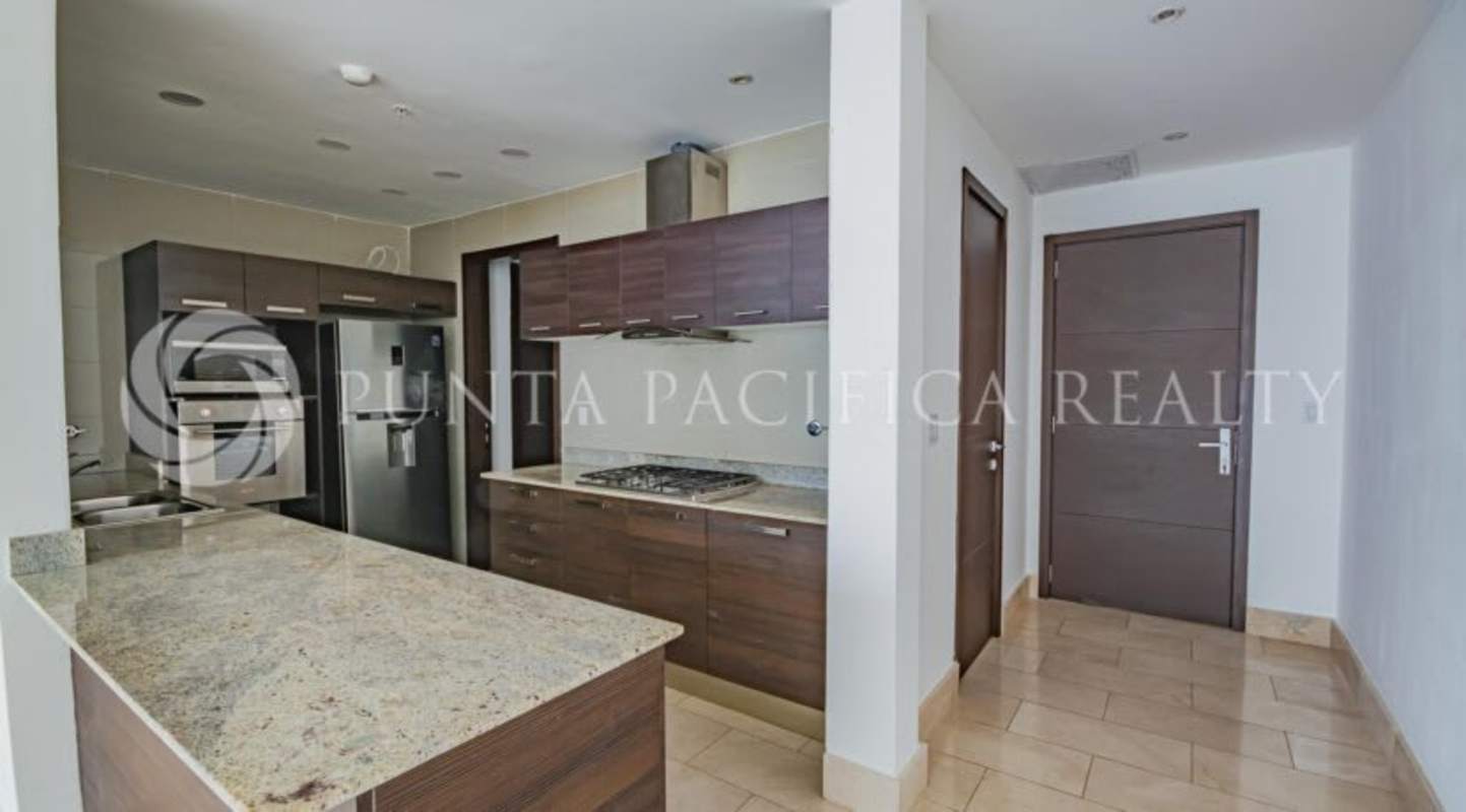 Kitchen with granite countertops stainless steel appliances modern cabinets Grand Tower Panama