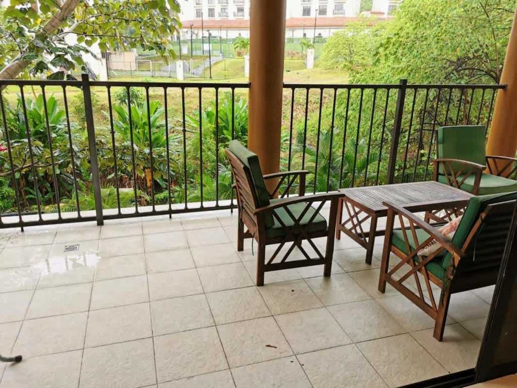 Lush private garden terrace in Embassy Club luxury condo Panama Clayton