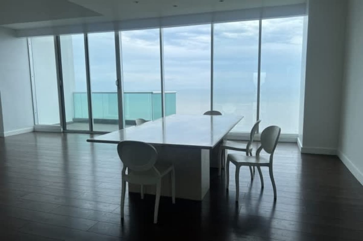 Spacious balcony with glass rails and amazing Pacific Ocean views from PH Ocean Two penthouse Costa del Este Panama