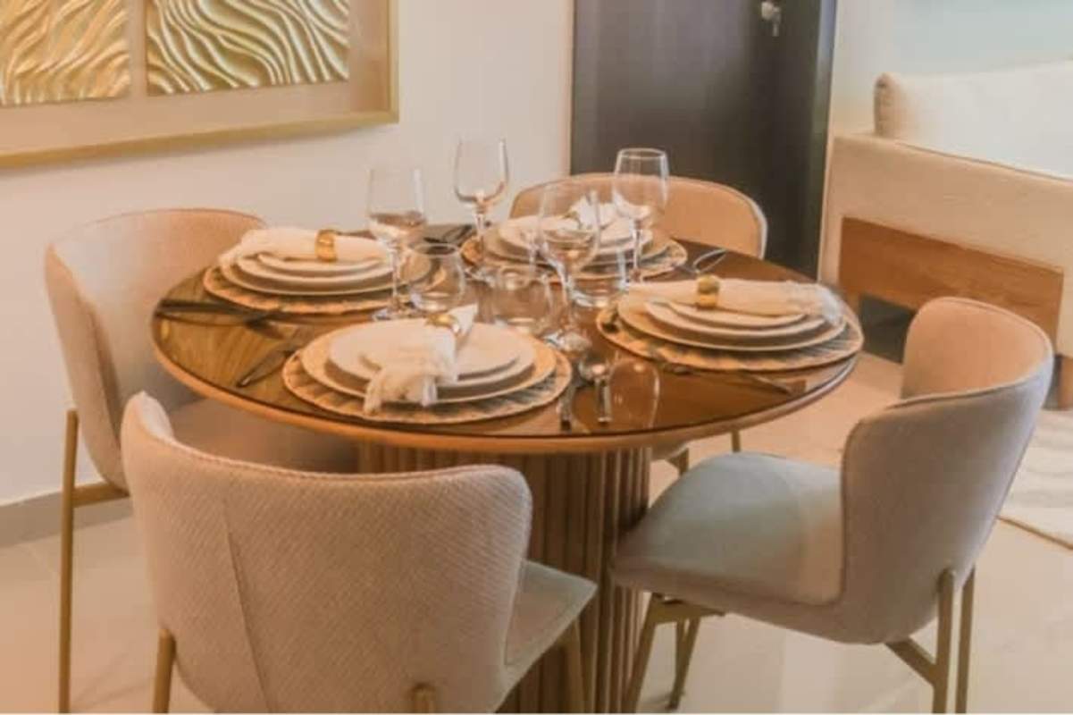 Bright living and dining area with city views PH Bella Vista Panama