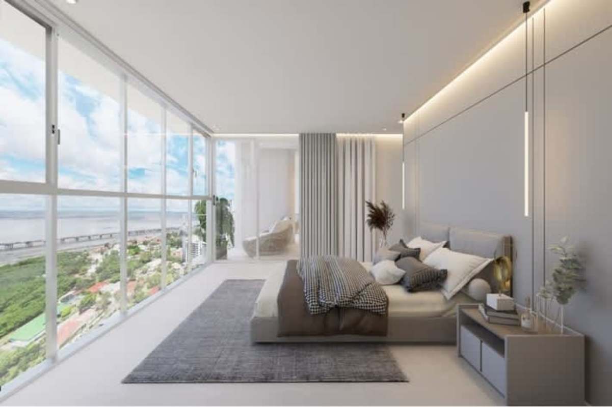 Spacious master bedroom with panoramic views PH Ocean Drive Panama