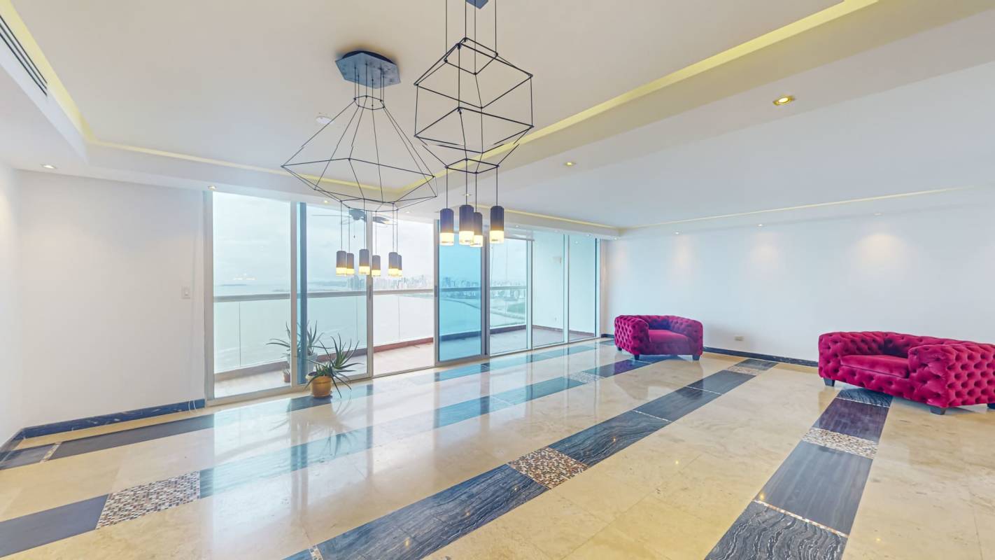 Colorful modern lounge recreation space PH Pearl at the Sea Costa del Este Panama