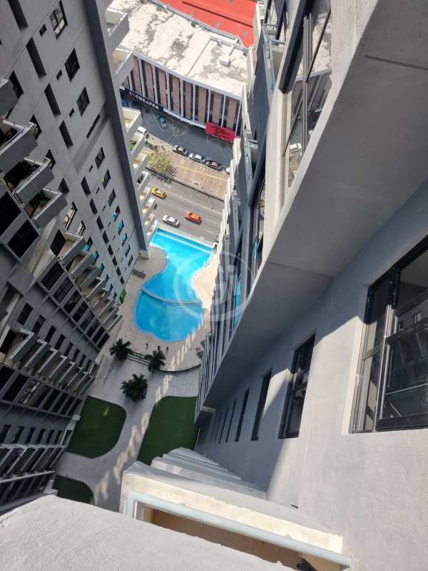 Balcony overlooking nearby high-rise buildings and city skyline in PH Worldwide Plaza Obarrio Panama City