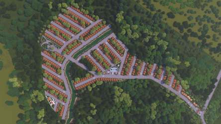 Aerial image of new planned housing community surrounded by forest La Chorrera Panama