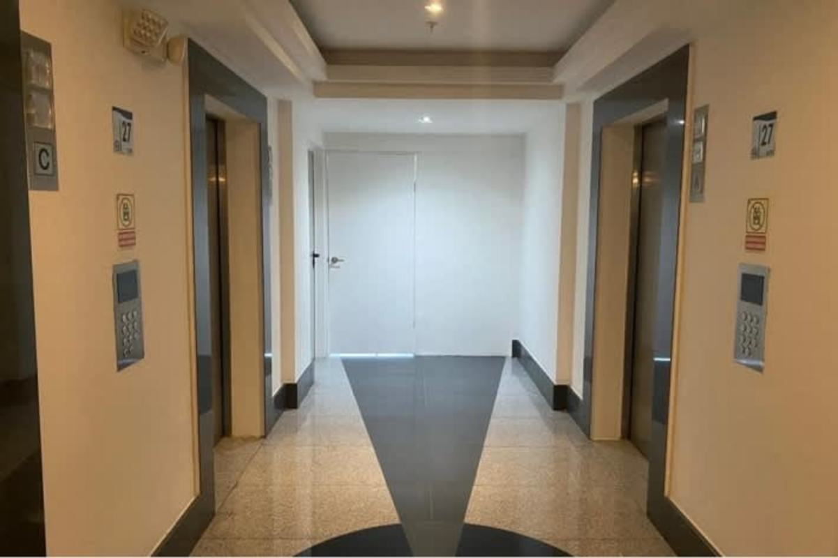 Elegant reception lobby area with elevators PH Optima Tower Obarrio Panama City