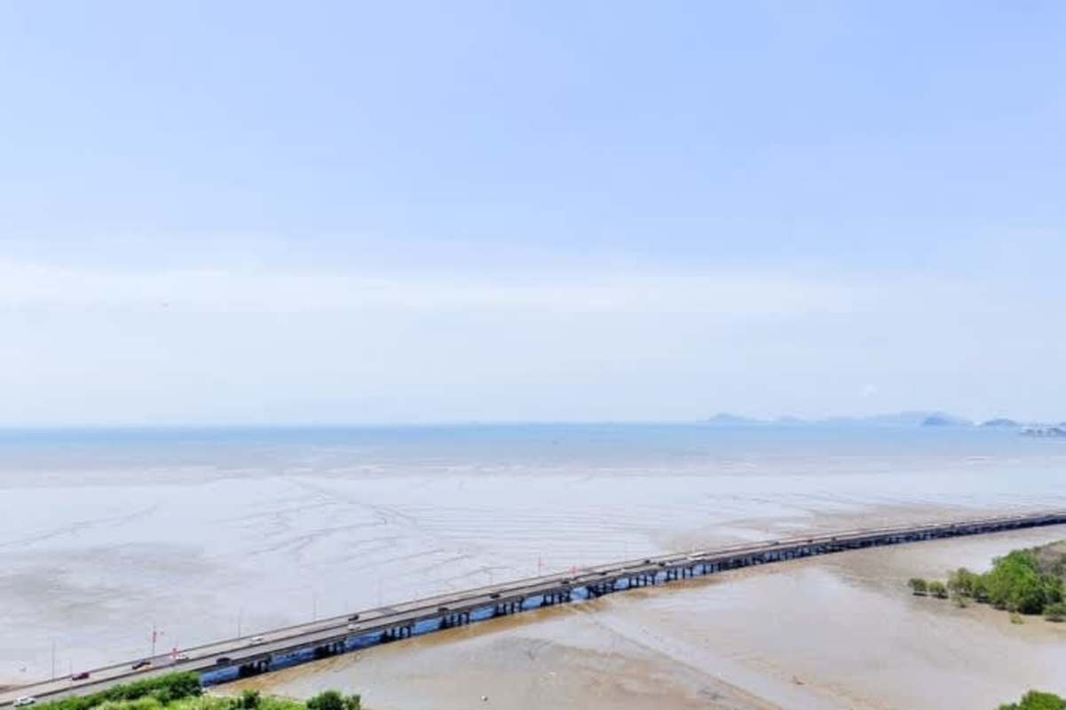 Contemporary kitchen with granite counters and stainless appliances PH Bali Costa del Este Panama apartment