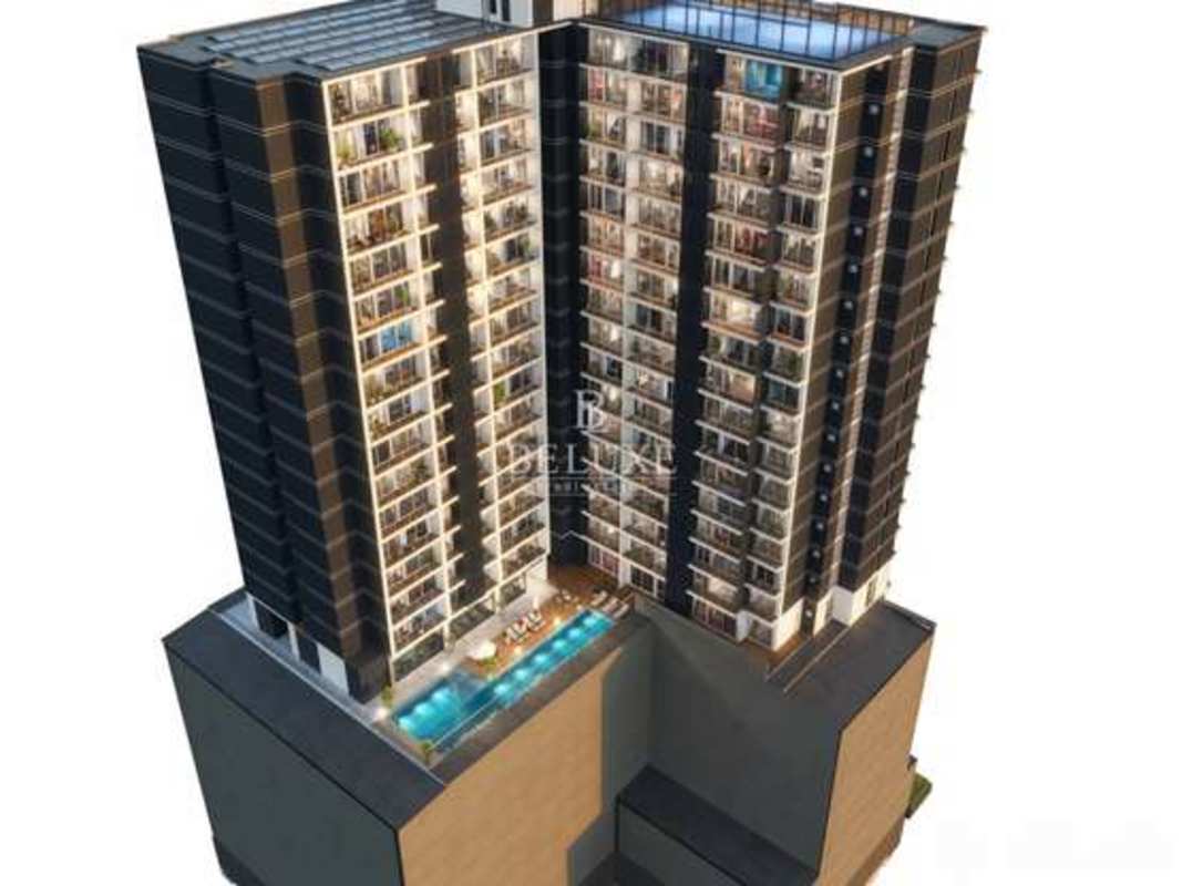 Elegant master bedroom in PH The Hub with large windows and balcony overlooking skyline