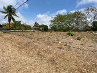 Vacant plot in secure beach community Costa Esmeralda with trees and asphalt road nearby
