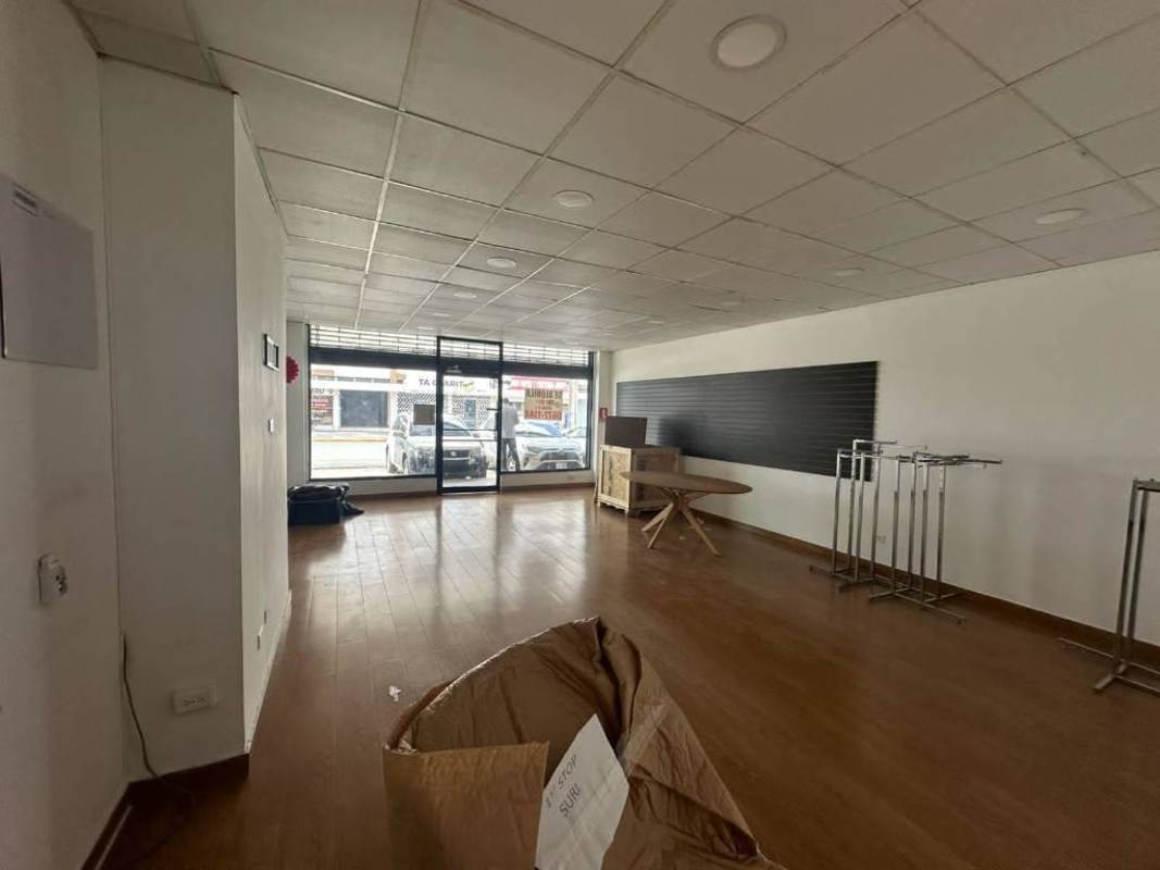 Commercial retail or office space with glass front, wooden flooring in Obarrio Panama City