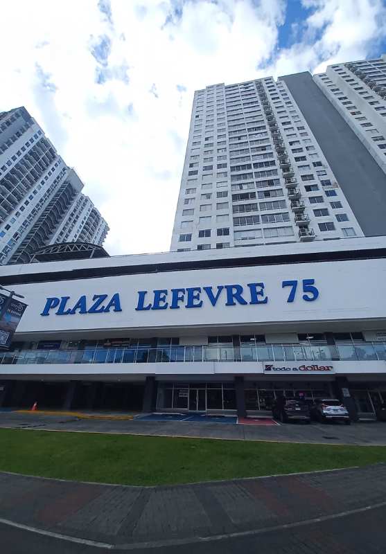 Plaza Lefevre 75 facade with retail commercial and residential apartments Panama City