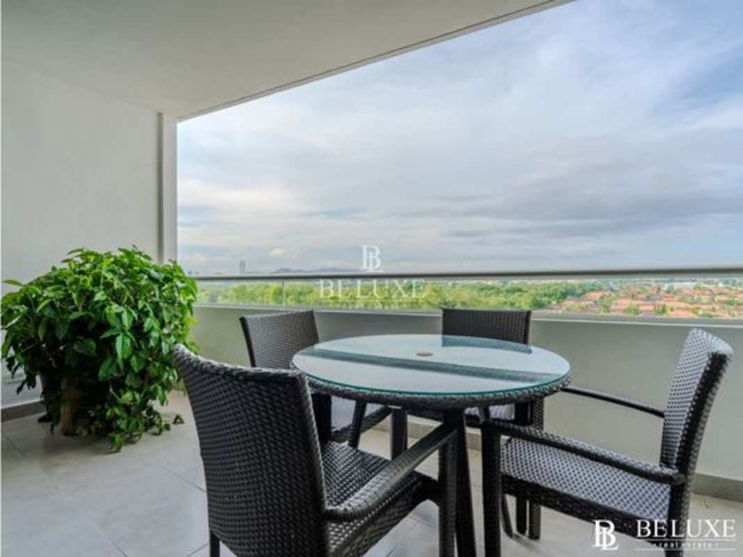 Balcony with outdoor seating and skyline views PH Elevation Costa del Este Panama