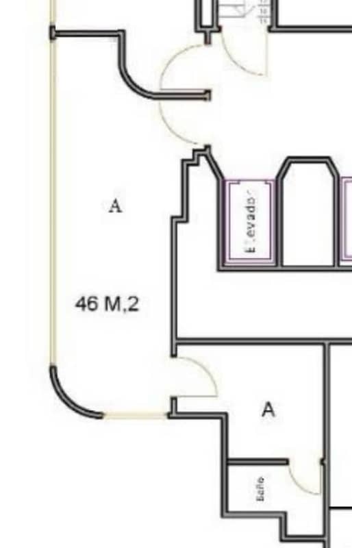 Architectural floor plan showing 46 square meter office layout in PH BAC Tower Panama