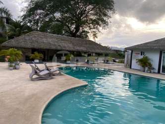 Bathroom featuring glass shower, modern sink vanity Paradise Point Coronado Panama