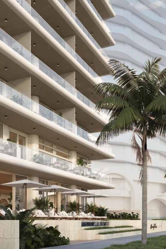 Luxury beachfront apartment with glass balconies and pool at PH Nautilus Panama