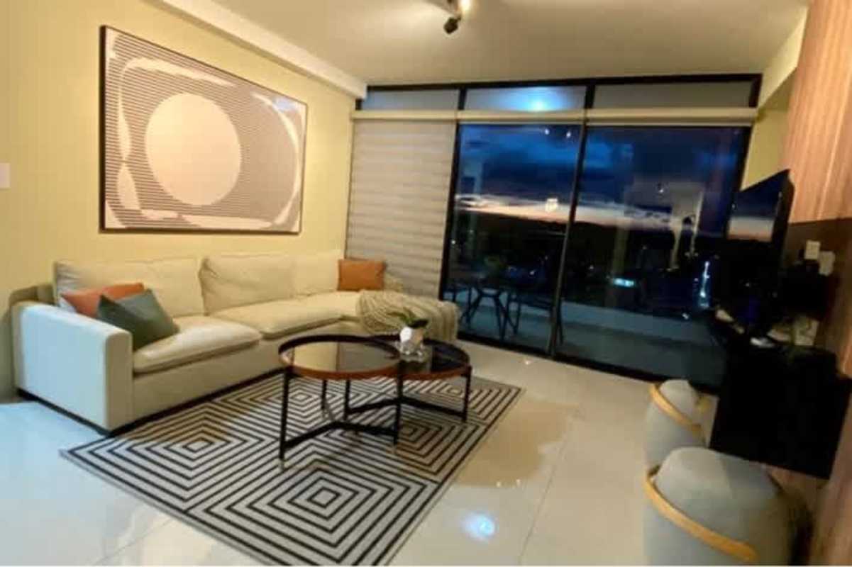 Rooftop infinity pool overlooking ocean skyline Panama city from PH Áttica Tower Bella Vista