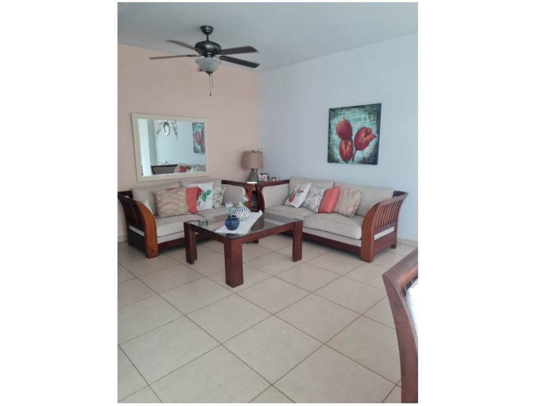 Kitchen with granite countertops, porcelain floors at PH Sol del Este Costa del Este Panama City