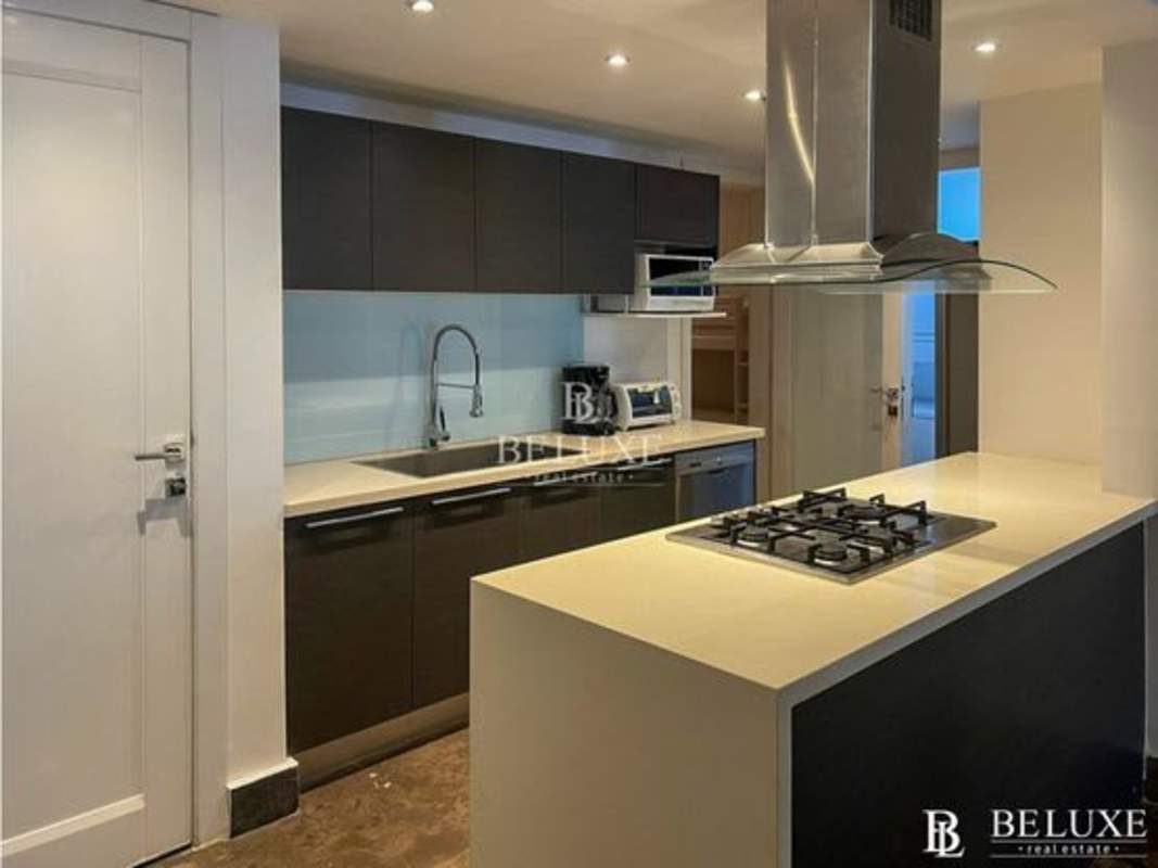 Modern galley kitchen stainless appliances PH Yoo Panama Avenida Balboa
