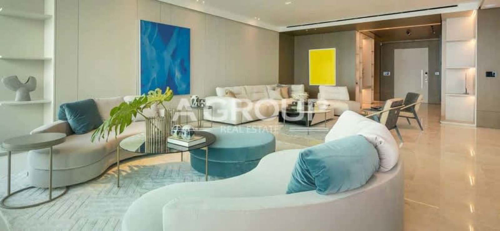 Spacious living room with neutral decor Pacific Point Tower Punta Pacifica Panama