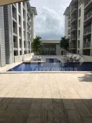 Facade of PH Mosaic building in Panama Pacifico with balconies