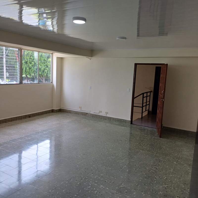 Bathroom with vintage blue ceramic tiles, glass shower, vanity PH Obarrio Plaza Panama