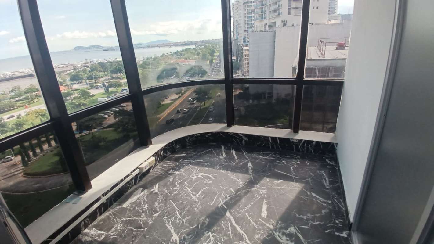Open-plan commercial space large windows city skyline view marble floors PH BICSA Financial Center Panama City