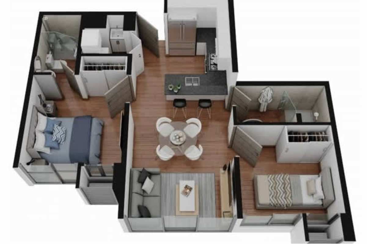 Gym with cardio equipment glass walls overlooking nature in Green City Panama Norte