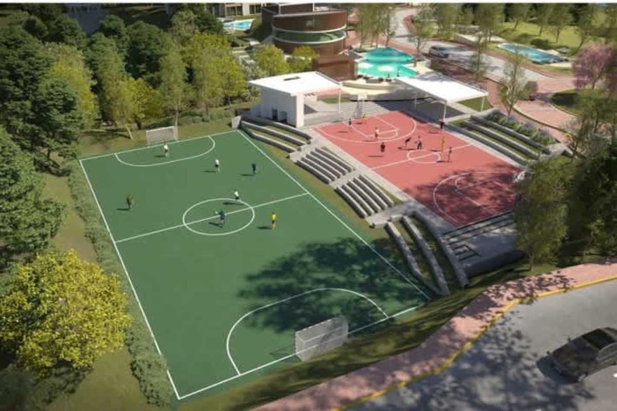 Children playground gazebo and lush green areas in Green City Panama Norte condo community