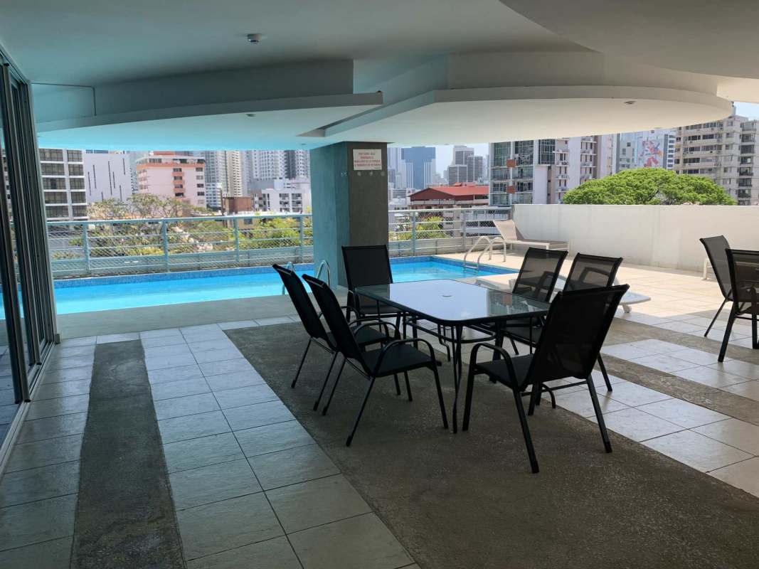 Bedroom with large corner windows city skyline view PH Park City Panama