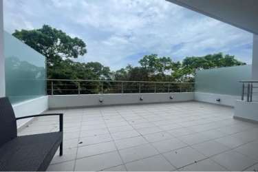 Private sea view balcony with glass railing at PH Playa Bonita Panama beachfront residence