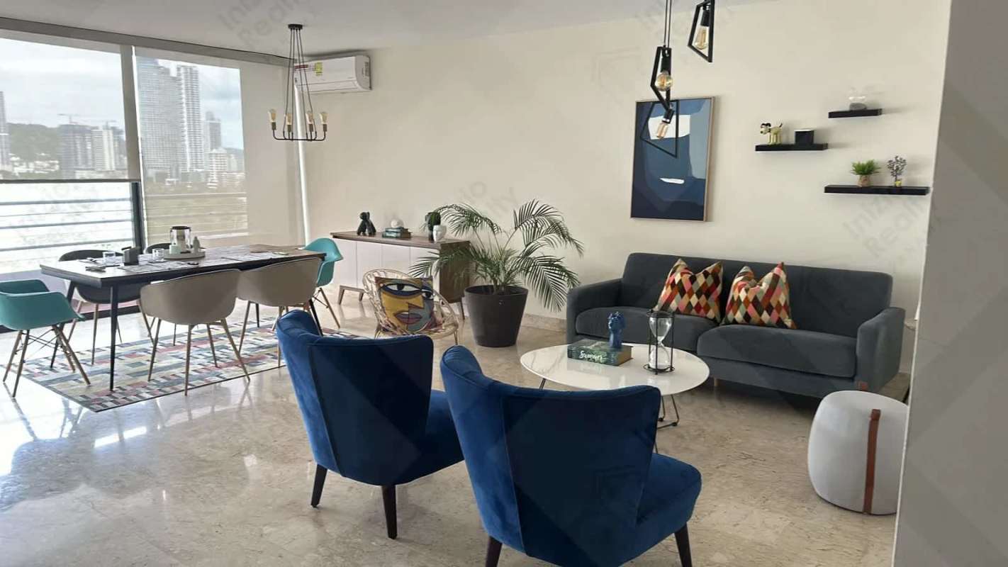 Spacious balcony overlooking the ocean and skyline in PH Marbella Tower