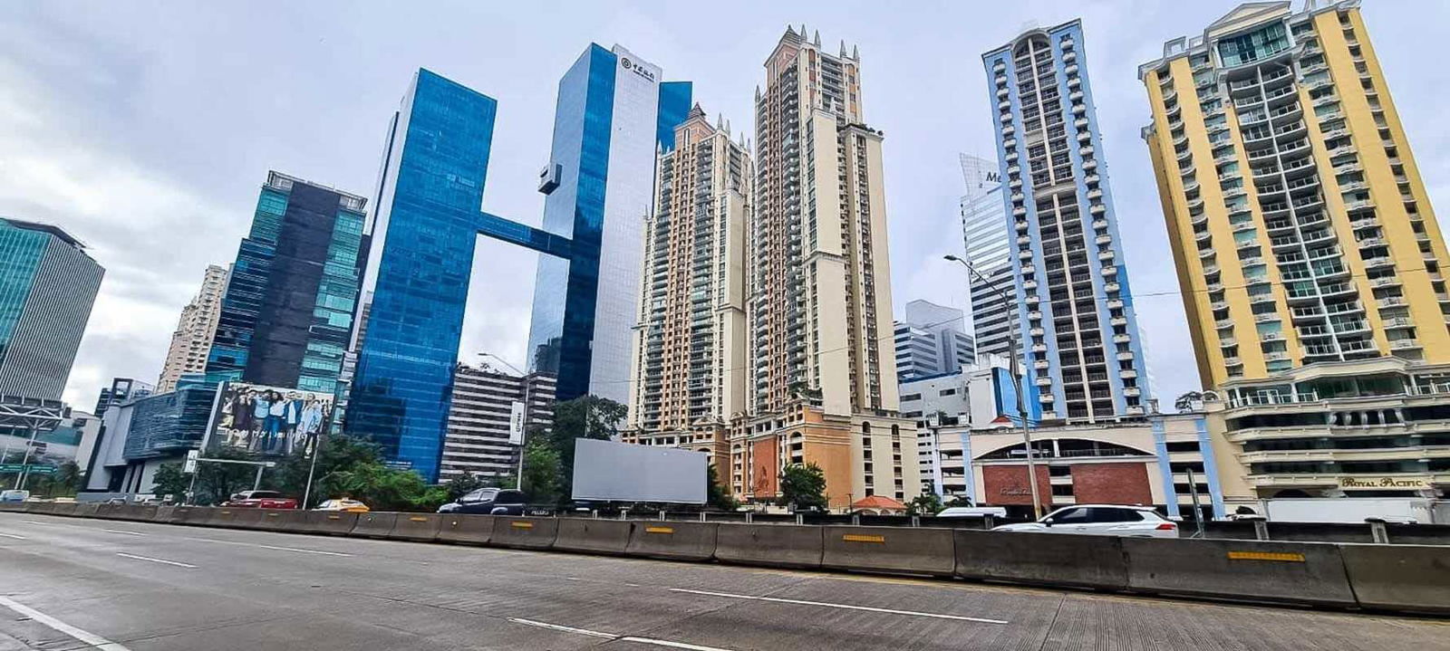 Modern high-rises and urban downtown near Oceanía Business Plaza Panama
