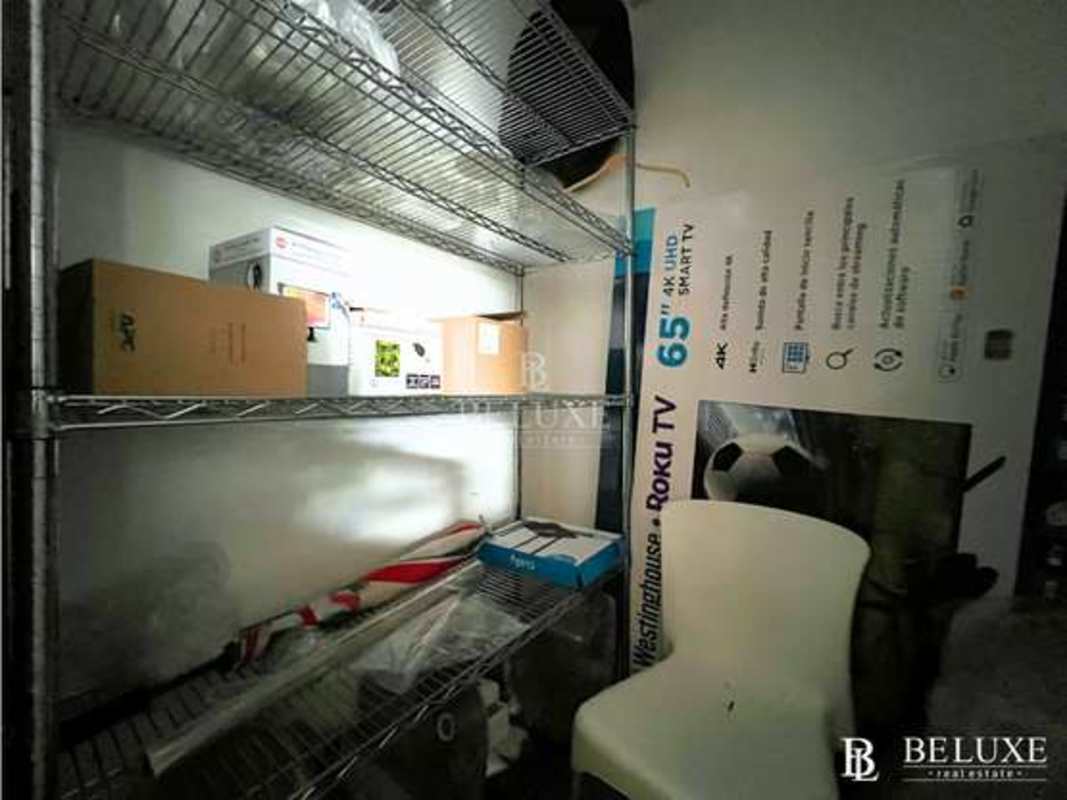 Functional storage room with industrial sink and cleaning area in commercial property Avenida Balboa Panama