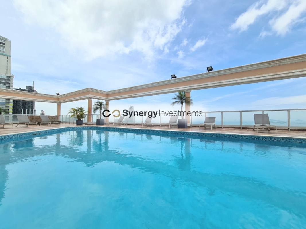 Aerial view of Panama City coast marina skyline along Avenida Balboa from PH Vista del Mar