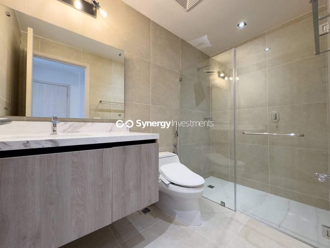 Stylish bathroom marble vanity glass shower enclosure in PH Maryland Santa Maria