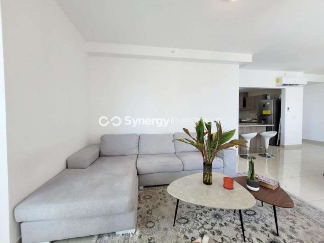 Kitchen with granite breakfast bar and appliances at PH Bella Vista Park Panama City