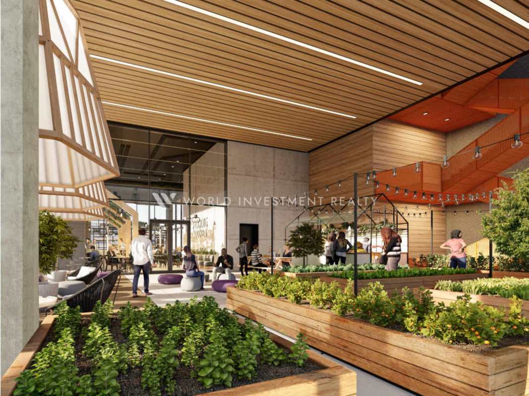 Minimalist bathroom with floating vanity, walk-in shower Uptown Bella Vista