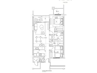Floor plan of modern two bedroom apartment with balcony at Pino Alto Residences Boquete Panama