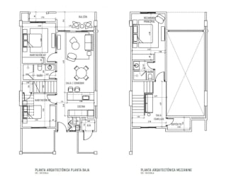 Detailed floor plan two-story house modern design at Pino Alto Residences Boquete Panama