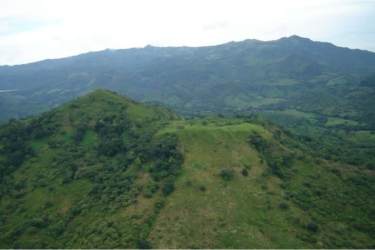 Lush green hills, mountain ridge and natural hiking trails panoramic land Panama